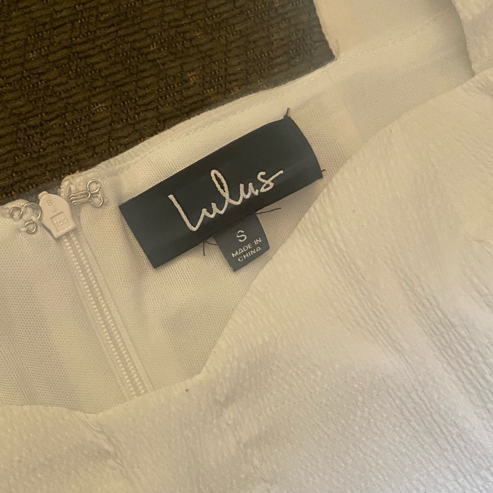 Lulu’s White Puff Sleeve Belted Mini Dress (Sz Small) - Picture 4 of 15